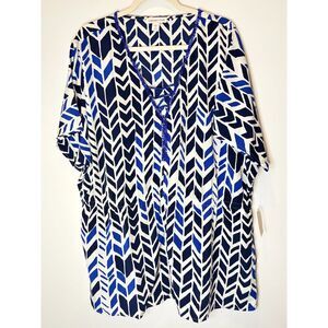 Coldwater Creek Beaded Boho Beach Tunic Top with pockets Size 2X 20-22 New - L24